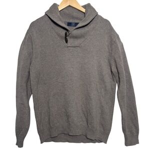 J. Crew Mens‎ Sweater Large Taupe Cotton Shawl Collar Academia Toggle Button